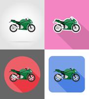 motorfiets plat pictogrammen vector illustratie