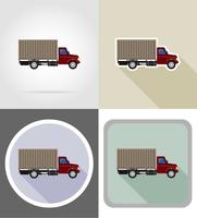 vrachtvrachtwagen voor transport van goederen plat pictogrammen vector illustratie