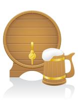 houten biervat en mok vectorillustratie vector