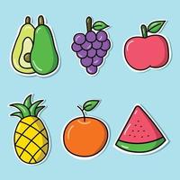 hand getekend van fruit sticker vector collectie