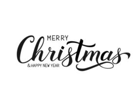 prettige kerstdagen en gelukkig nieuwjaar kalligrafie hand belettering geïsoleerd op wit. viering citaat hand geschreven met borstel. vakantie typografie poster. vectorsjabloon voor banner, wenskaart enz vector