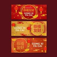 set van chinese gong xi fa cai banner vector