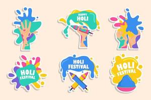 collectie sticker van holi festival vector