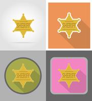 star sheriff wild west plat pictogrammen vector illustratie