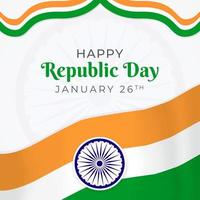 indische republiek dag 26 januari viering met vliegende vlag afbeelding achtergrondontwerp vector