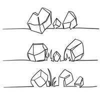 handgetekende stenen rots met enkele lijn kunststijl vector