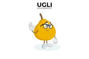 cartoon ugli fruit mascotte, vectorillustratie van een schattige ugli fruit karakter mascotte vector