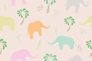 naadloos patroon met prachtige kleuren olifant, bomen en bloemen. vector, illustratie. vector