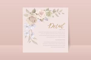 bruiloft uitnodiging sjabloon set met bloemen en bladeren decoratie vector