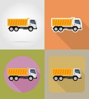 kipper vrachtwagen voor bouw plat pictogrammen vector illustratie