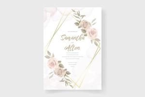 mooie zachte bloemen en bladeren bruiloft uitnodigingskaart vector