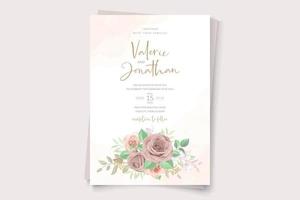 elegante huwelijksuitnodiging met bloemenornament in zachte kleuren vector