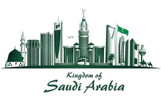 koninkrijk van saoedi-arabië beroemde gebouwen vector achtergrond. bewerkbare vectorillustratie