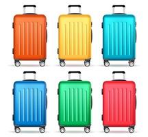 reisbagage vector decorontwerp. reizen en tour met kleurrijke trolley tas elementen geïsoleerd op een witte achtergrond voor reiziger koffer collectie design. vectorillustratie.