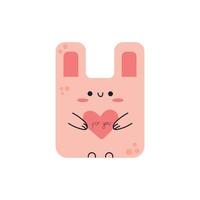 schattig klein konijntje met hart en tekst voor jou. roze konijn voor wenskaart, Valentijnsdag en printontwerp. vector