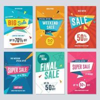 verkoop, korting en promotie flyer set vector