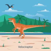velociraptor. prehistorisch dier vector