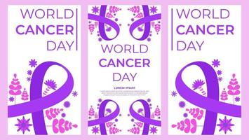 wereld kanker dag paars lint illustratie sociale media verhalen ontwerp vector