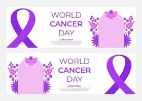 wereld kanker dag paars lint horizontale banner vector