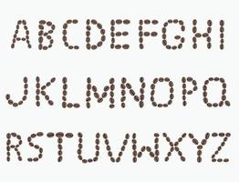 koffiebonen alfabet hand tekenen op witte achtergrond. vector