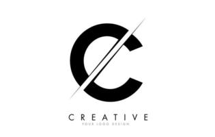 c letter logo-ontwerp met een creatieve snit. vector