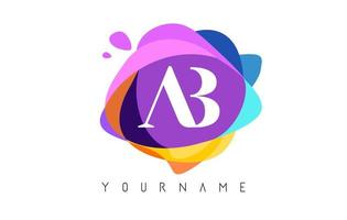 letters ab ab-logo met kleurrijke splat en geometrische vormen. vector
