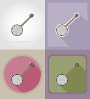 banjo plat pictogrammen vector illustratie