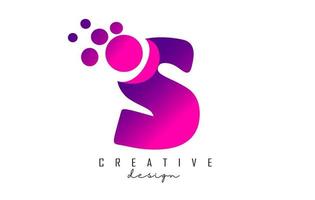 s stippen brief logo met paars roze bubbels vectorillustratie. vector