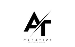 at at letter logo-ontwerp met een creatieve snit. vector