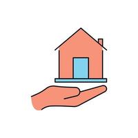 droom huis en hand pictogram vector