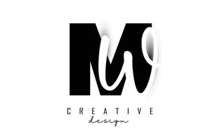 letters mw-logo met een minimalistisch ontwerp. letters m en w met geometrische en handgeschreven typografie. vector