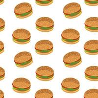 hamburger naadloos patroon. vlak, . textiel, inpakpapier, behang achtergrond straat fastfood hamburger vector
