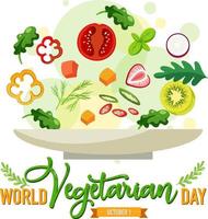 wereld vegetarisch daglogo met groente en fruit vector