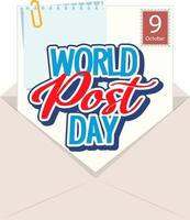 world post day banner met een envelop vector