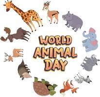 wereld dierendag logo met Afrikaanse dieren vector