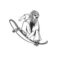 cool skateboarden man illustratie schets vector