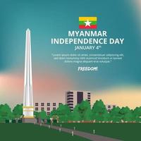 Myanmar onafhankelijkheidsdag achtergrond met de situatie bij onafhankelijkheidsmonument vector