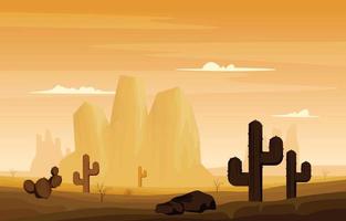 texas californië mexico woestijn land cactus reizen vector platte ontwerp illustratie