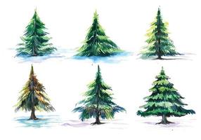 decoratieve kerst aquarel bomen decorontwerp vector