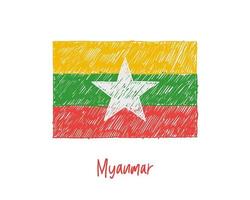 Myanmar vlag marker of potlood schets illustratie vector