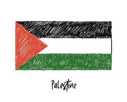 palestina vlag marker of potlood schets illustratie vector