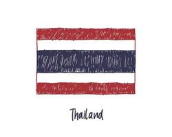Thailand vlag marker whiteboard of potlood schets illustratie vector