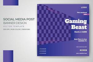 gaming pc verkoop banner sociale media post vector sjabloonontwerp