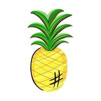 een ananas, exotisch fruit. illustratie voor afdrukken, achtergronden, wallpapers, covers, verpakkingen, wenskaarten, posters, stickers, textiel en seizoensontwerp. geïsoleerd op een witte achtergrond. vector