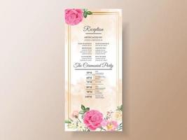 mooie roze en gele bloemen bruiloft uitnodigingskaart vector