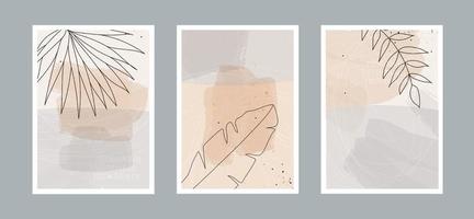 moderne abstracte lijnbladeren in lijnen en kunstachtergrond met verschillende vormen voor wanddecoratie, briefkaart of brochureomslagontwerp. vector illustraties ontwerp
