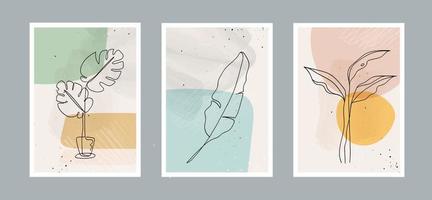 moderne abstracte lijnbladeren in lijnen en kunstachtergrond met verschillende vormen voor wanddecoratie, briefkaart of brochureomslagontwerp. vector illustraties ontwerp eps10