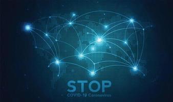 stop coronavirus pandemie, woord covid-19, verspreiding van coronavirus in de wereld. vectorontwerp. vector