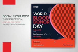 bloeddonatie banner wereld bloeddonor dag social media postsjabloon vector