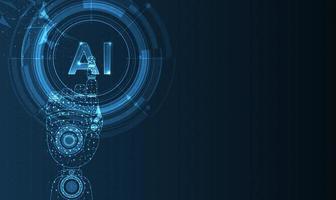 kunstmatige intelligentie en robot hand in humanoïde hoofd met neuraal netwerk denkt. digitaal is leren big data verwerken. technologie en engineering concept. vectorontwerp. vector